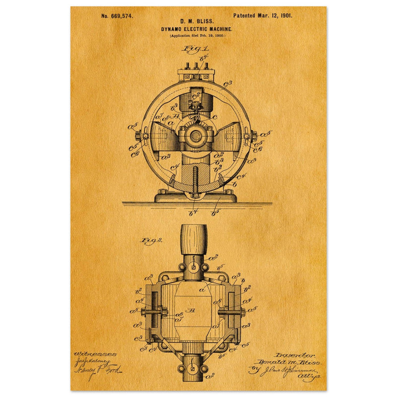 Dynamo electric machine patent by D M Bliss.