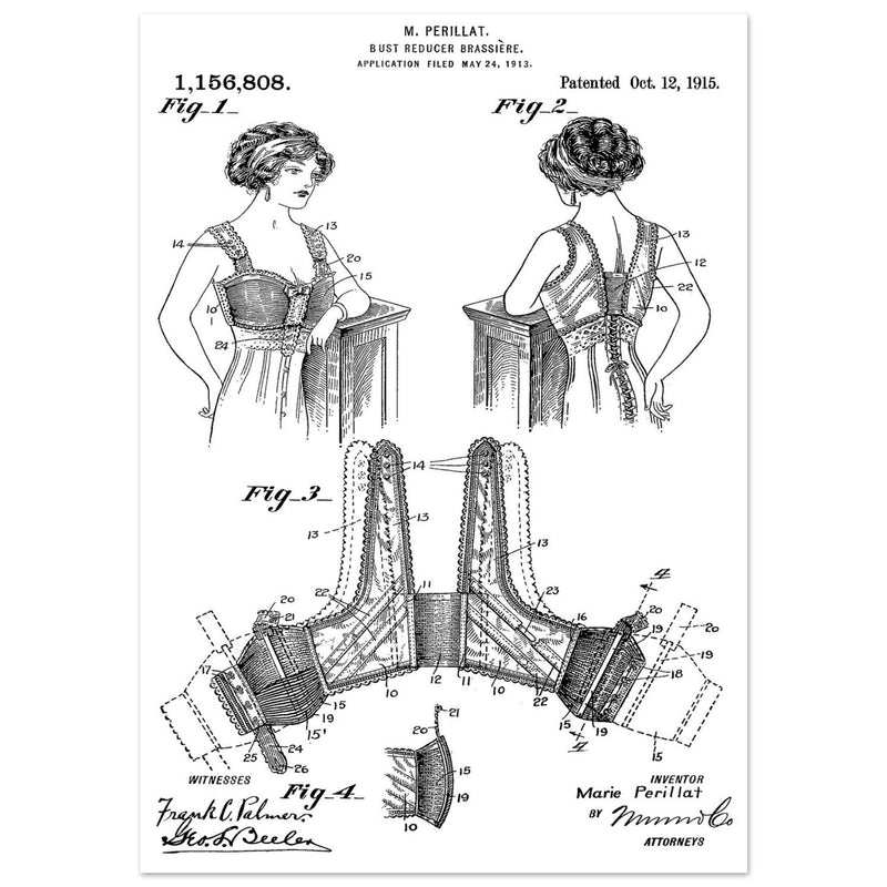 Bust reducer brassiere vintage patent by M Perillat