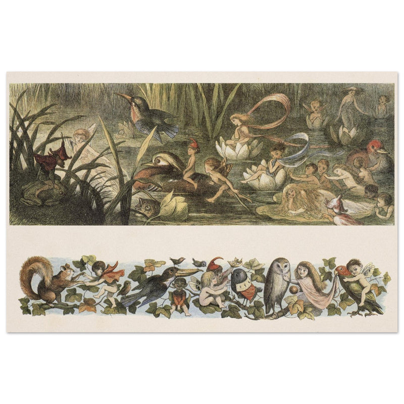 Richard Doyle for Fairyland book. Wood elves at play and Fairy's Child Play illustrations.