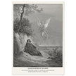 Gustave Dore The Bible engraving print . Elijah nourished by an angel illustration .
