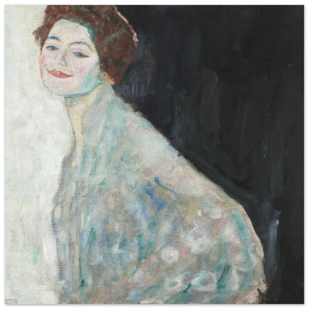 Gustav Klimt Lady in White woman portrait painting.