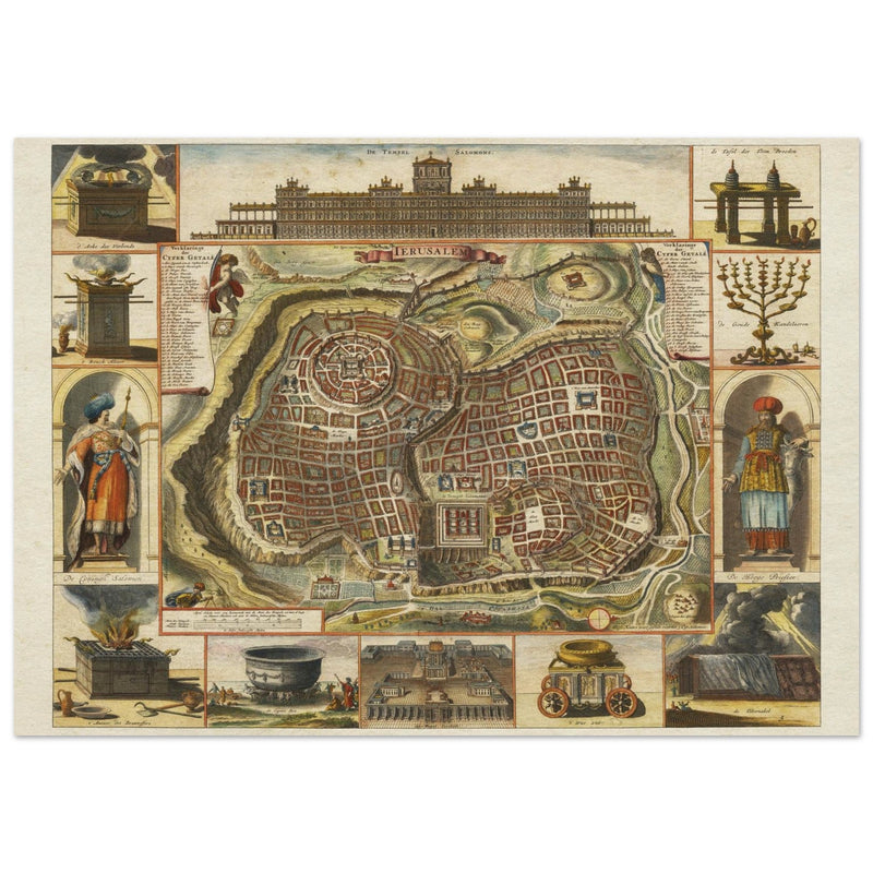 Jerusalem ancient map XVII Century by Daniel Stoopendael.