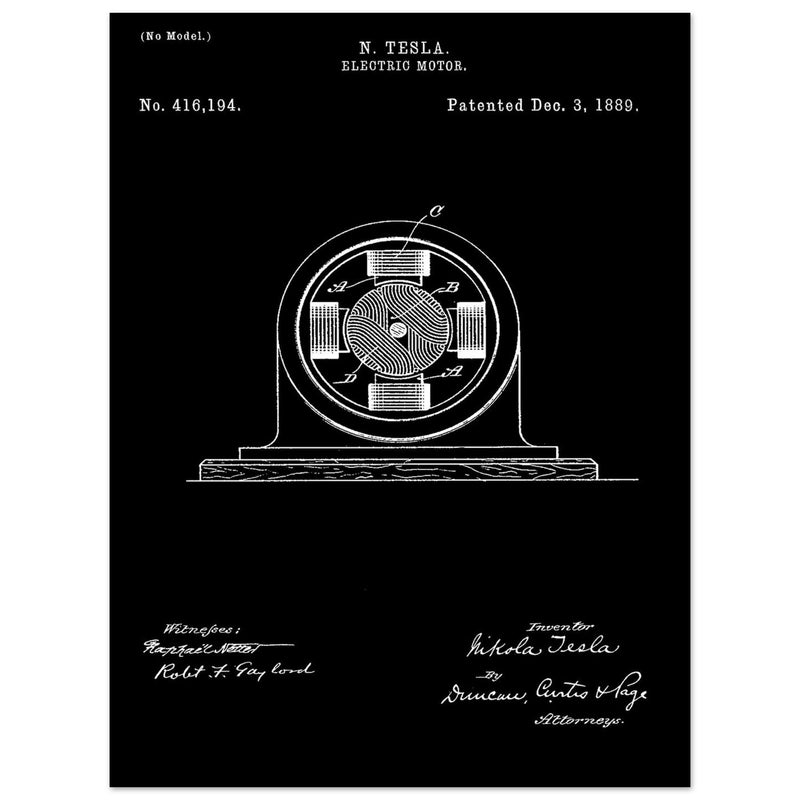 Electric Motor  patent 416194 by Nikola Tesla.