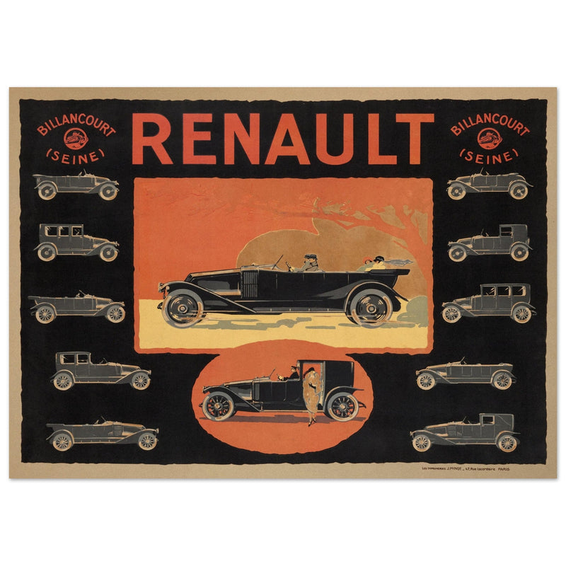 Renault Billancourt vintage poster 1920 Seine models .