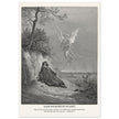Gustave Dore The Bible engraving print . Elijah nourished by an angel illustration .