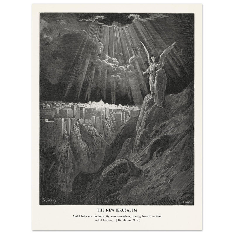 Gustave Dore The Bible engraving print . The New Jerusalem illustration .