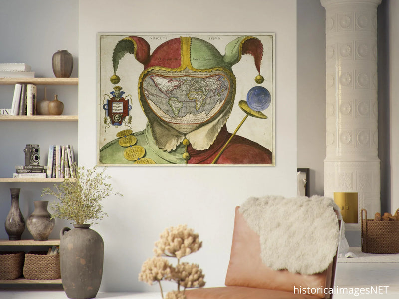Ancient Fool's Cap World Map poster reproduction