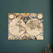 Beautiful antique world map reproduction of the XVII century Vintage illustrated map