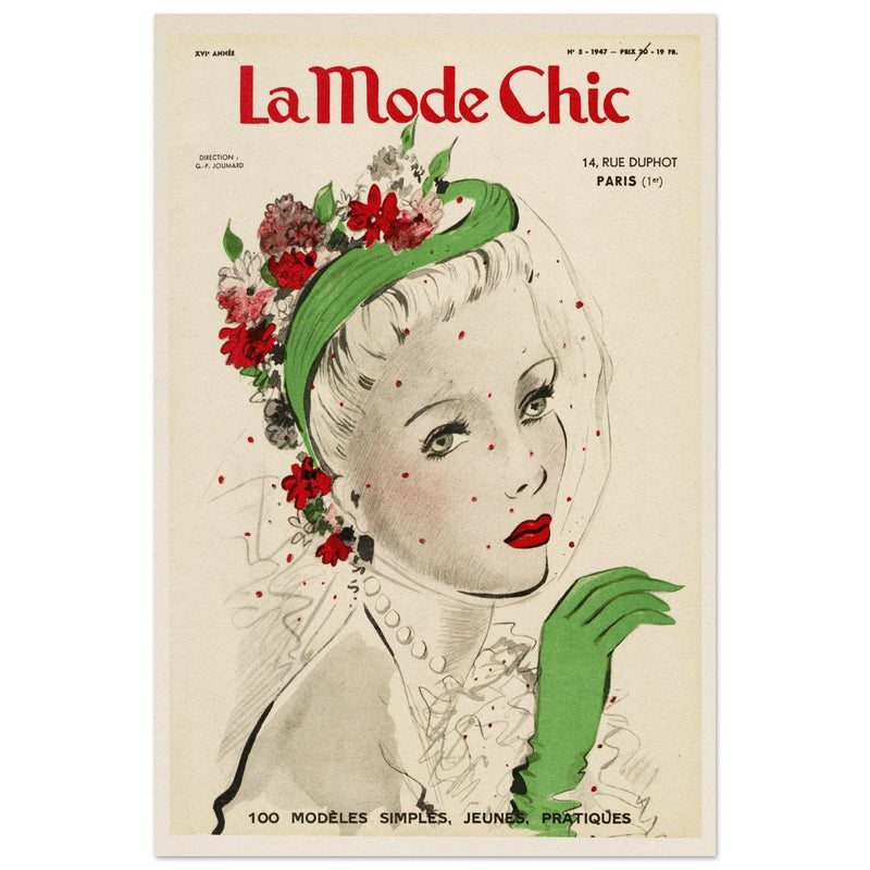 La Mode Chic old vintage fashion magazine cover from the 40s. 1947.