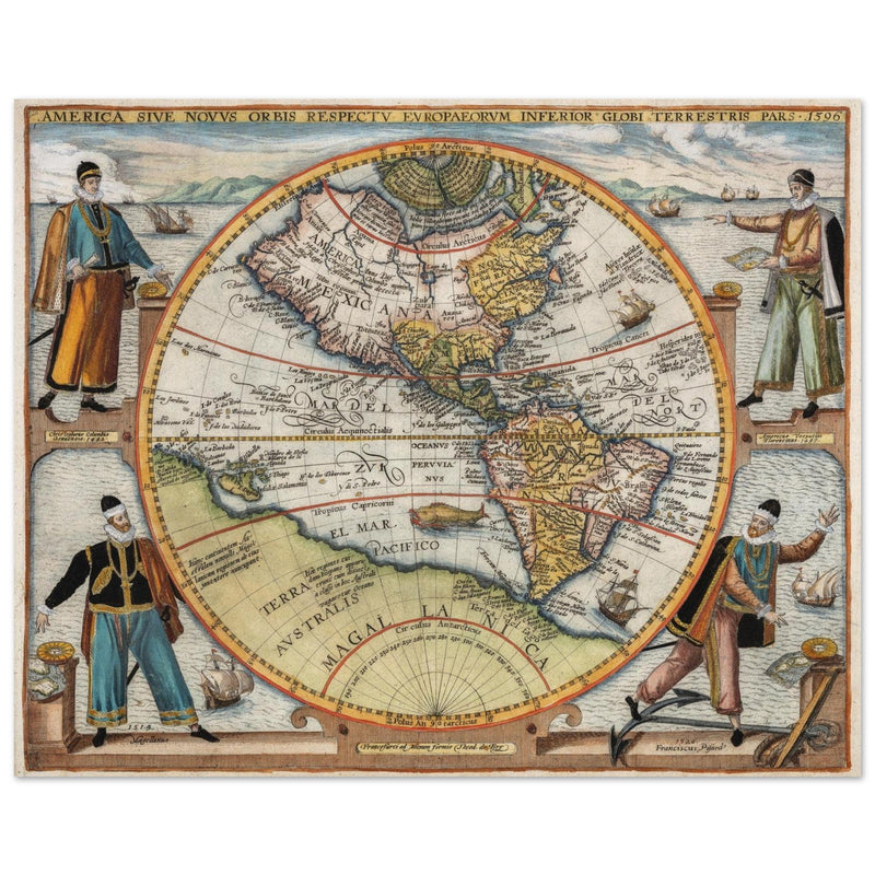 Ancient map of America XVI century by Theodor de Bry.