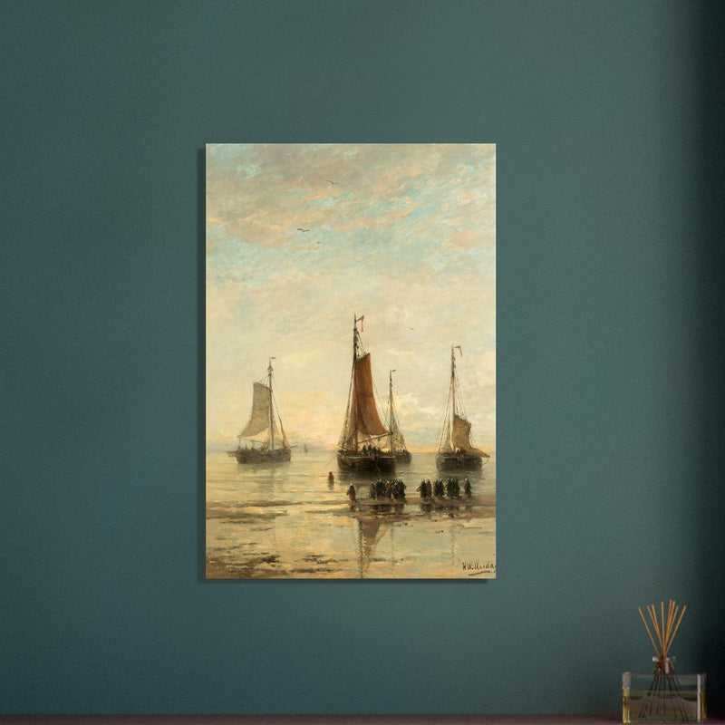 Hendrik Willem Mesdag Bluff-Bowed Scheveningen Boats at Anchor.