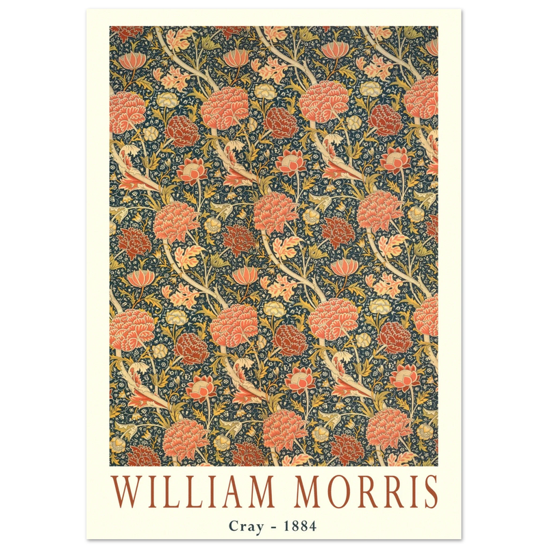 William Morris Cray 1884. Vintage printed cotton  art print.