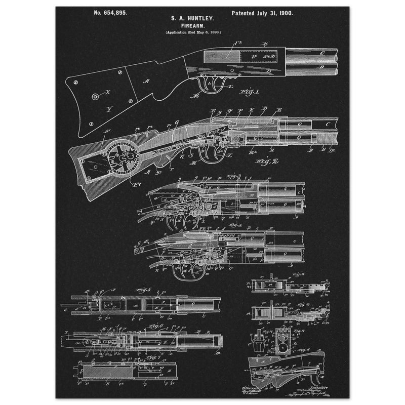 Firearm historic patent 1900. Matte paper