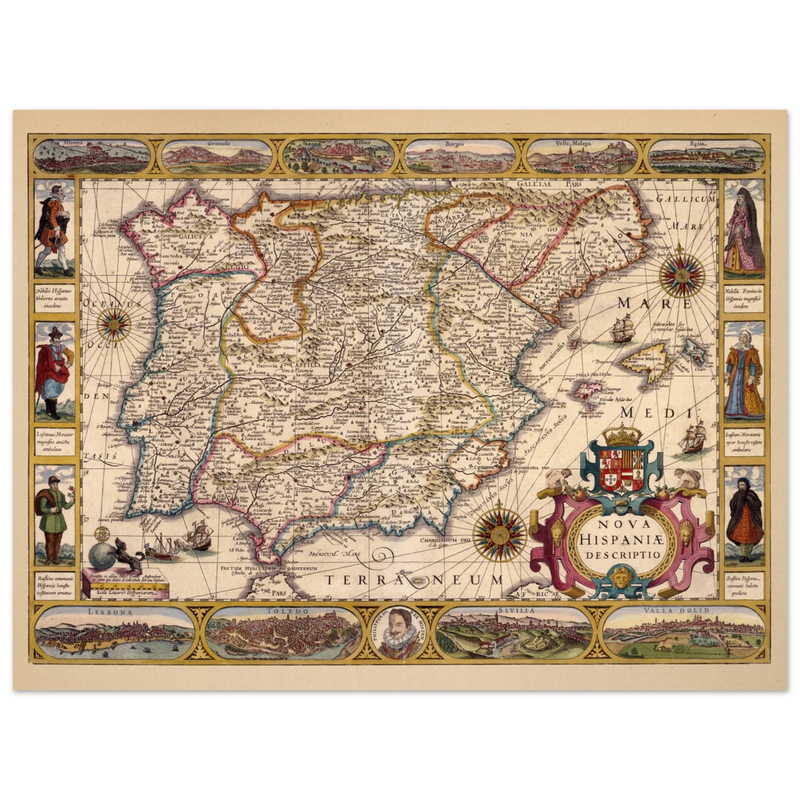 Nova Hispaniae ancient map reproduction of 1610 by Jodocus Hondius based on Gerhard Mercator
