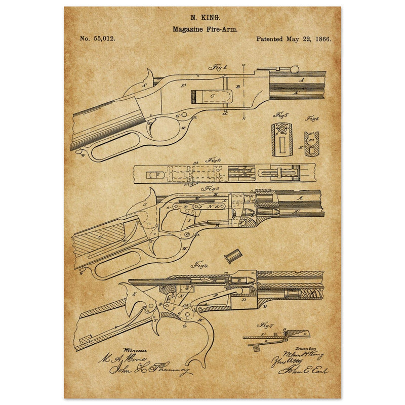 Magazine Fire arm patent 55012 by N kinf.