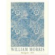 William Morris Marigold art print. Vintage wallpaper reproduction. Blue floral pattern.