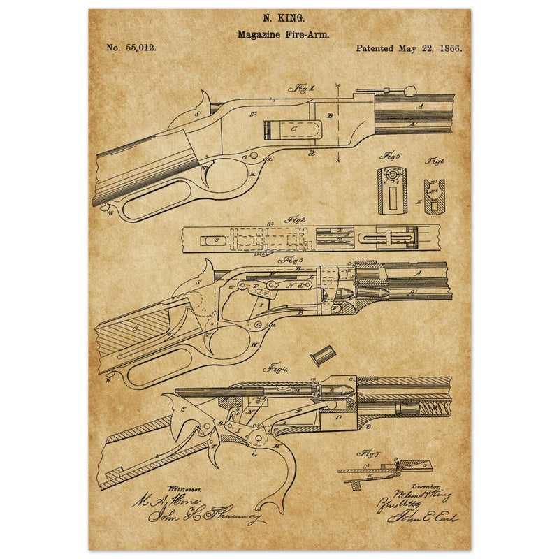 Magazine Fire arm patent 55012 by N kinf.