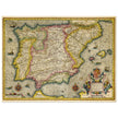 Ancient Spain and Portugal map. Iberian Peninsula cartography by Henricus Hondius.