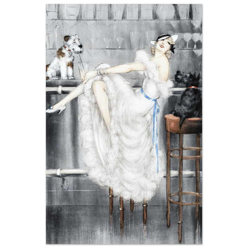Louis Icart Au Bar - Woman with a Pair of Dogs