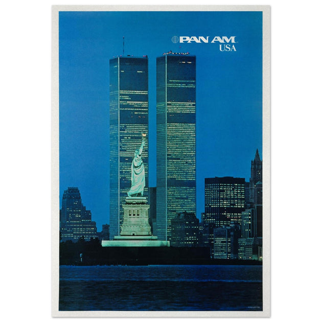 Pan American World Airways (Pan Am) vintage travel poster from the 1970s, promoting the USA.