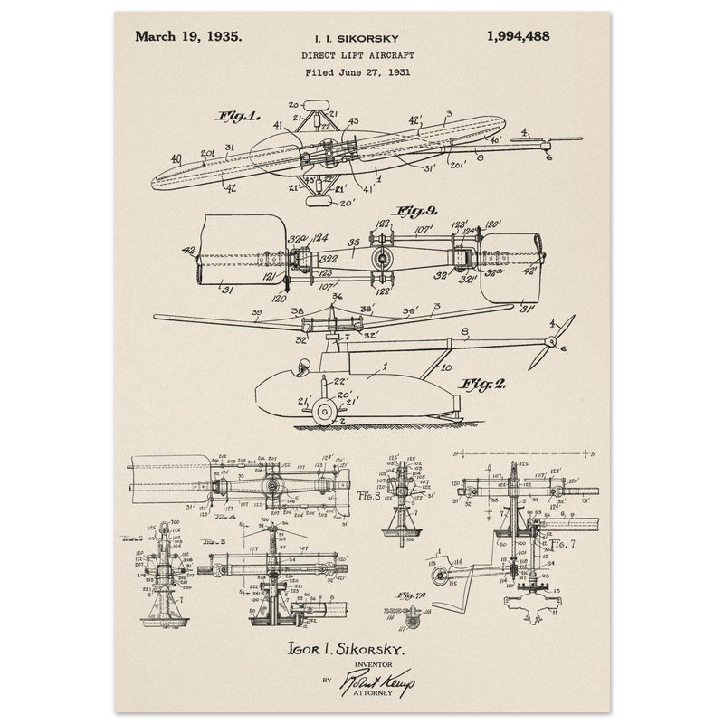 Direct Lift Aircraft patent by Sikorsky. Helicopter ancestor