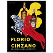Florio and Cinzano aperitif beverage vintage art poster 1930.