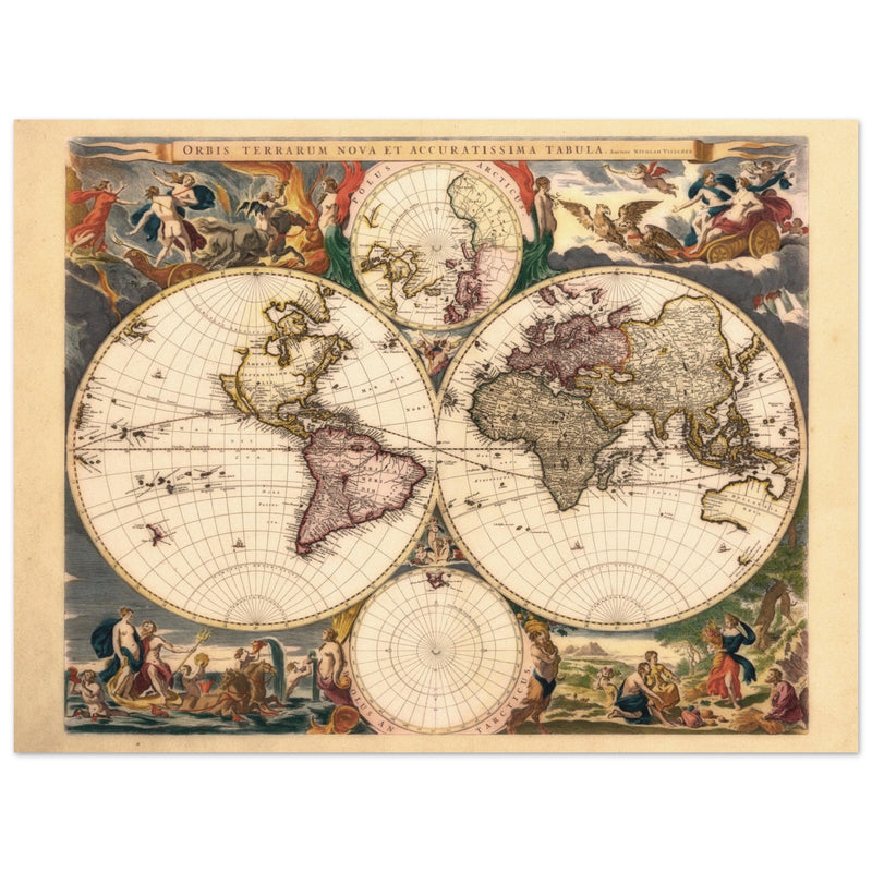 Old world map Orbis Terrarum Nova et Accuratissima Tabula 1658 by  Nicolaes Visscher