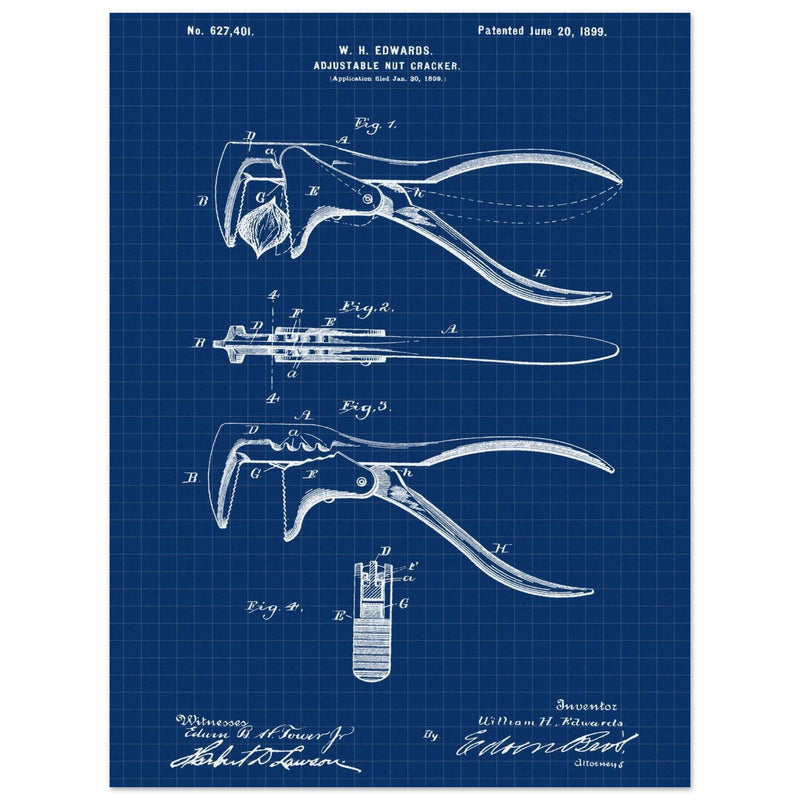 Vintage Adjustable Nut Cracker patent by William H. Edwards.