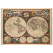 1660 Ancient old world map. Double hemisphere antique map reproduction.