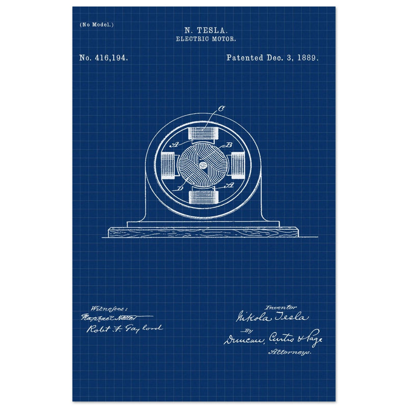 Electric Motor  patent 416194 by Nikola Tesla.