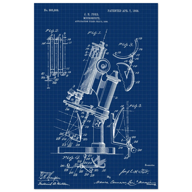 vintage microscope patent by J H Ford.