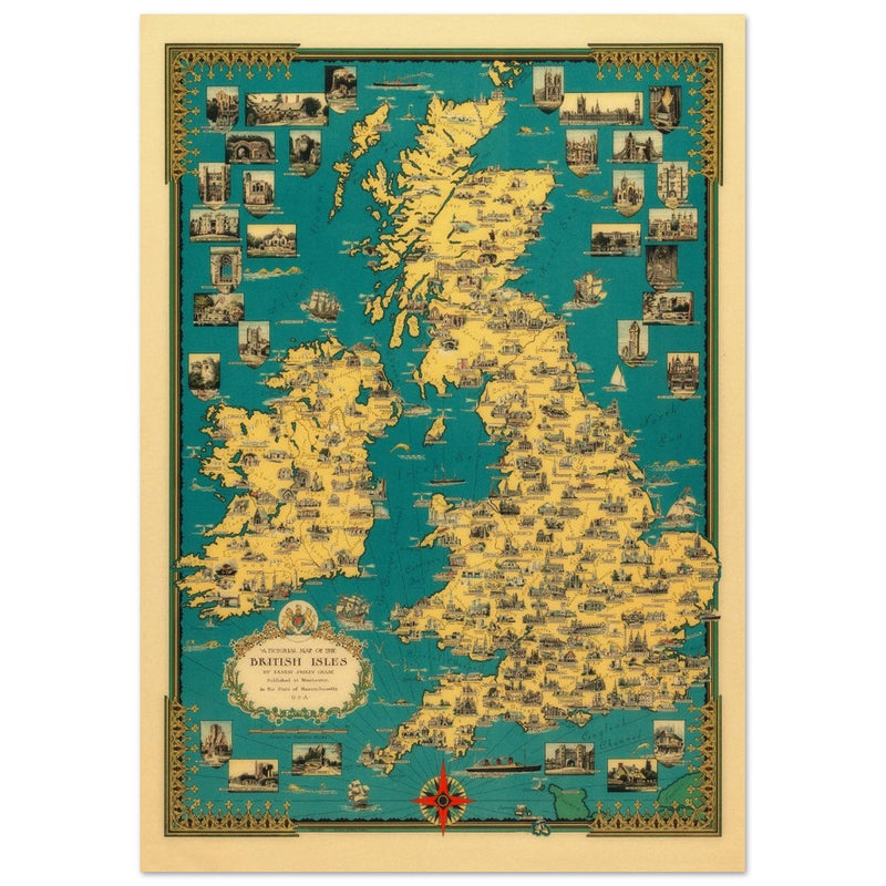 Old map of the British islands by Ernest Dudley Chase