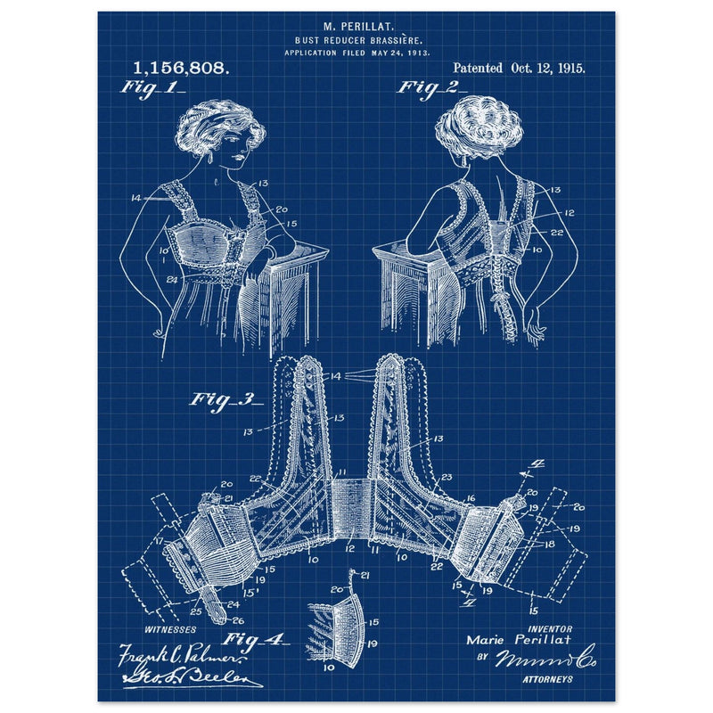 Bust reducer brassiere vintage patent by M Perillat