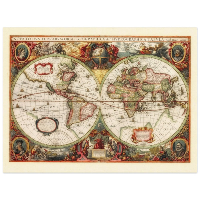Ancient old world map by Hendrik Hondius