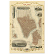 Vintage New York City map. Antique city plan of the city of New York.