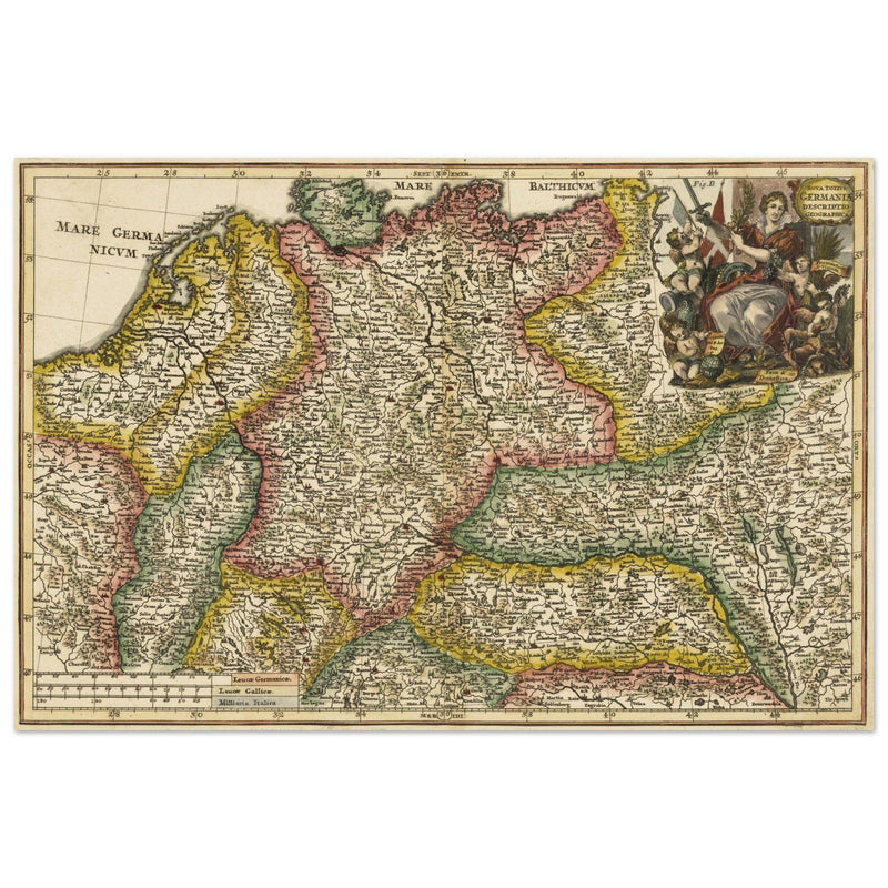 Nova Totius Germaniae Descriptio Geographica  ancient map of Germany by Heinrich Scherer