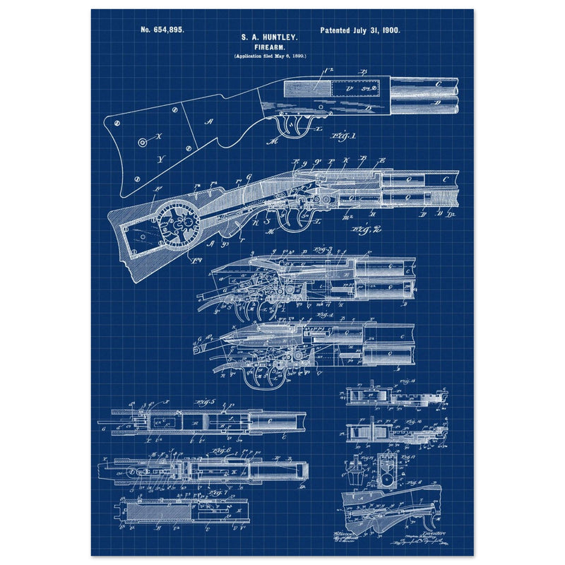 Firearm historic patent 1900. Matte paper