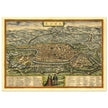 Rome Italy antique vintage city map. 1572 ancient map of the italian capital by Georg Braun and  Frans Hogenberg.