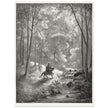 Gustave Dore depiction of knight Don Quixote riding in the countryside in one of his adventures.