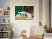 Three white cats playing old painting by Arthur Heyer.