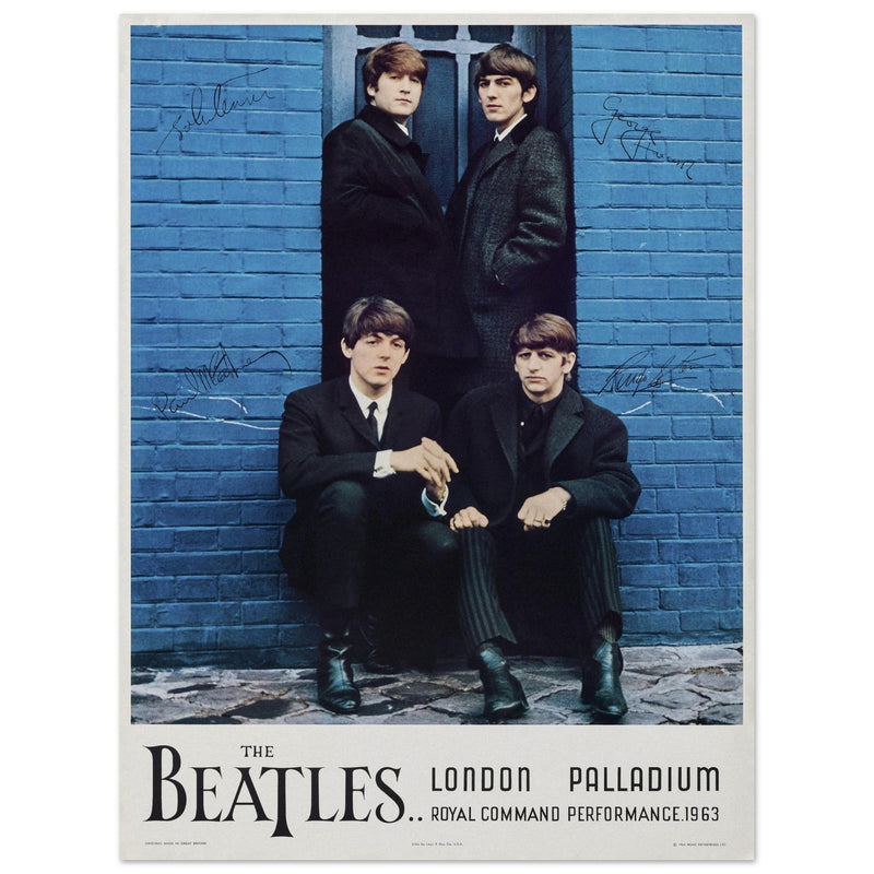 The Beatles Royal Command concert London Palladium Venue. Vintage music poster reproduction.
