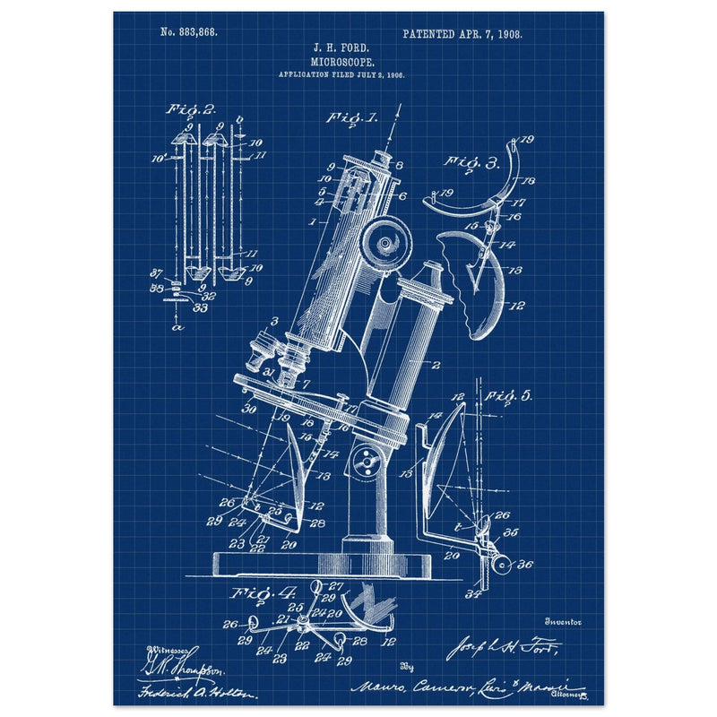 vintage microscope patent by J H Ford.