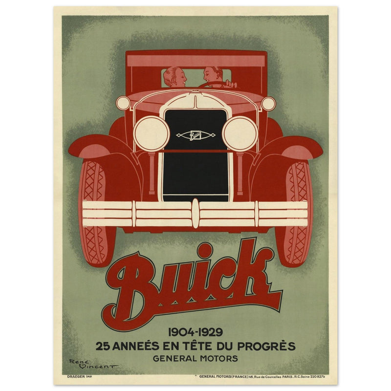 Buick 1904 - 1929 25 années en tete du progres vintage poster by Vincent René.