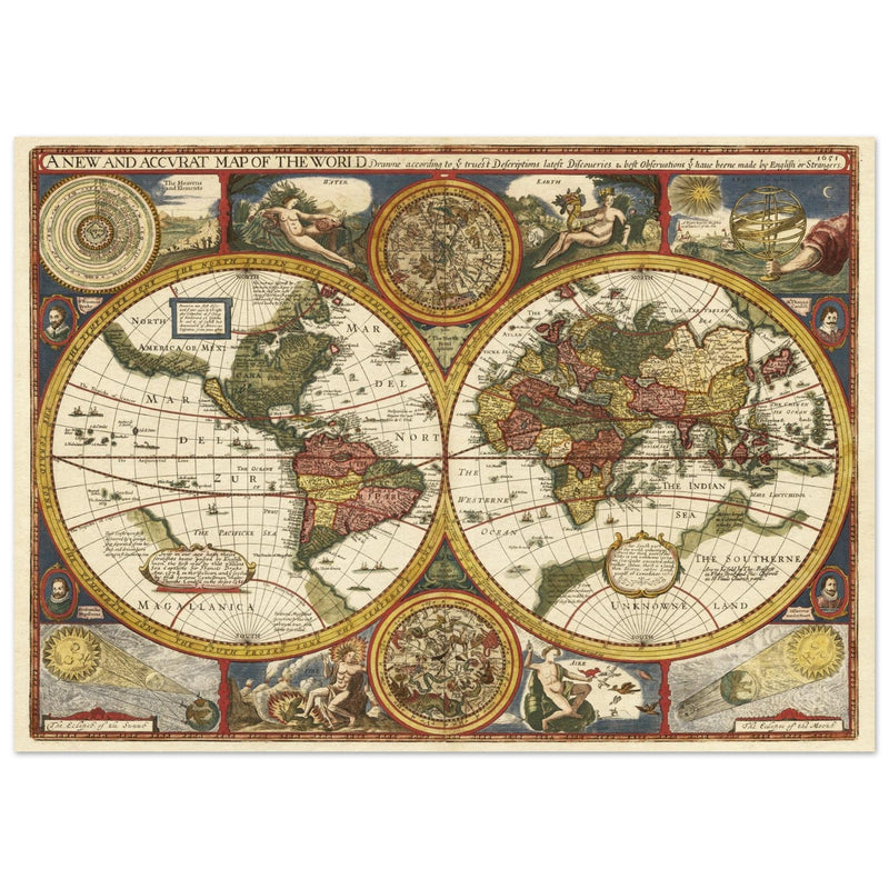 John Speed Ancient double hemisphere world map.