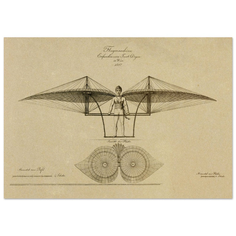Flight machine invented by Jacob Degen in  1807 also called Degen ornithopter.