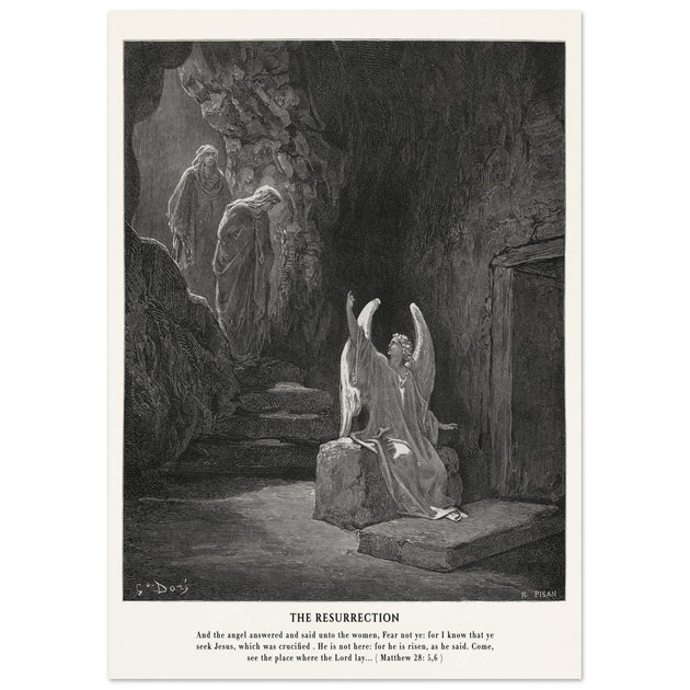 Gustave Dore The Bible engraving print . The Resurrection illustration .