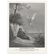 Gustave Dore The Bible engraving print . Elijah nourished by an angel illustration .