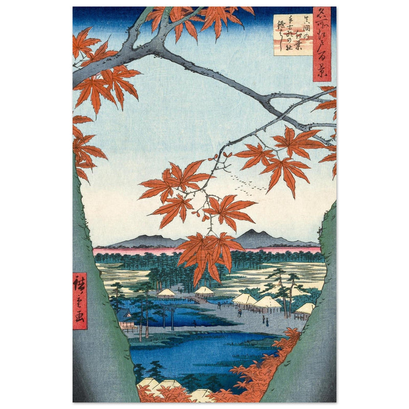 Maple Trees at Mama, Tekona Shrine and Tsugi Bridge by Utagawa Hiroshige