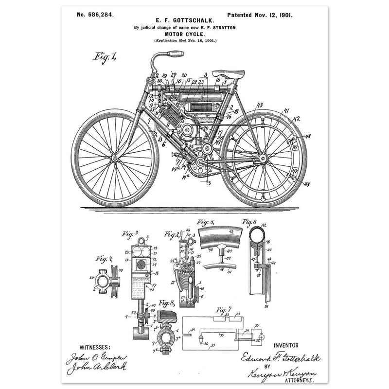 Motorcycle old patent 686284 by Gottschalk