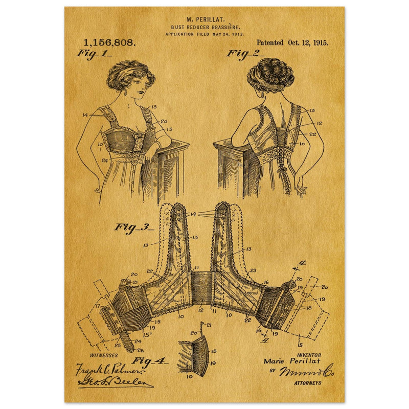 Bust reducer brassiere vintage patent by M Perillat